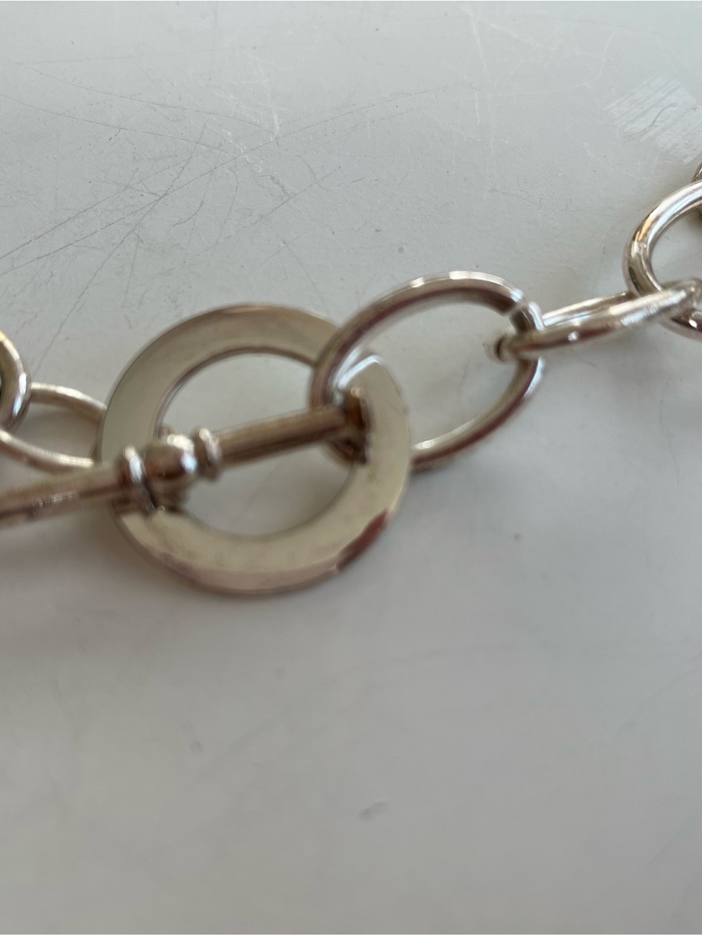 Silver-Tone Link Necklace with Round Accent - Picture 4 of 5